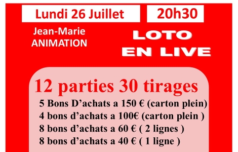 LOTO en ligne - Lundi 26 Juillet