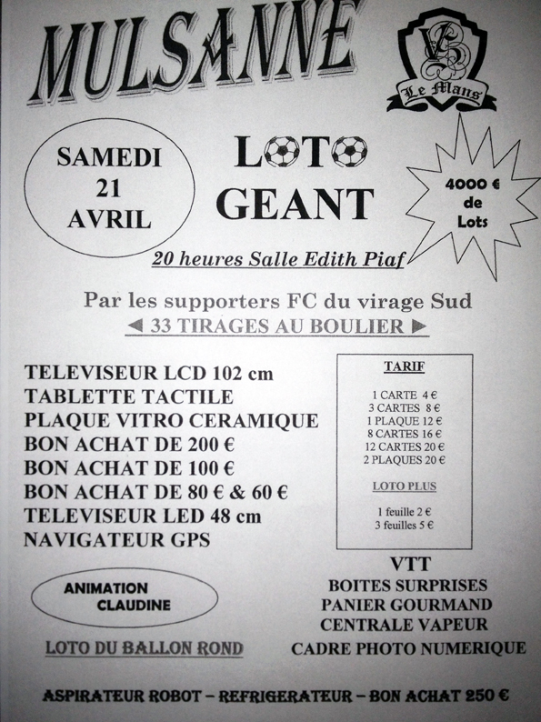 Affiche loto Virage Sud Le Mans